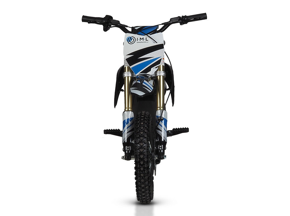 Cross elektryczny IML HP 3E 12-10 Czarno-niebiesko-biały 3 biegi dostosowanie predkosci 3-stopniowy system predkosci bezpieczny start elastycznosc w terenie rozwijanie umiejetnosci emocjonujaca bezpieczna jazda