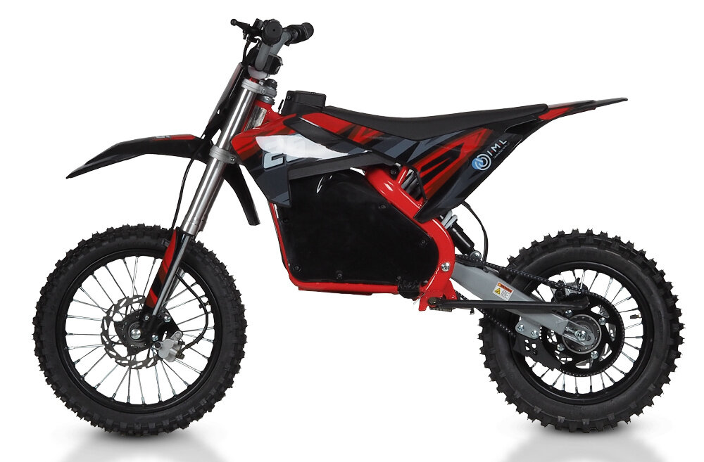 Cross elektryczny IML HP 6E 14-12 Czarno-czerwony zabawa komfort niezawodnosc dla dzieci w wieku od 8 do 14 lat o wadze do 65 kg bezpieczny emocjonujaca jazda