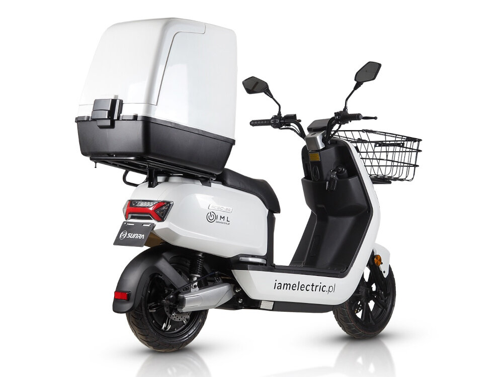 Skuter elektryczny IML Sunra Robo-SC Delivery Biały Bluetooth aplikacja mobilna SUNRA pelna integracja wygoda kontrola nad pojazdem zdalne sterowanie zablokowanie skutera wlaczenie zaplonu