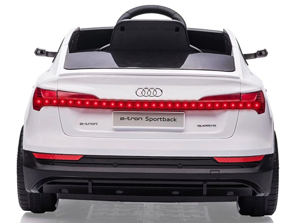 Samochód dla dziecka MILLY MALLY Audi E-Tron Sportback Biały siedzisko wygodne wyprofilowane pas bezpieczenstwa wymiary 32 x 19 x 25,5 cm udzwig do 25 kg