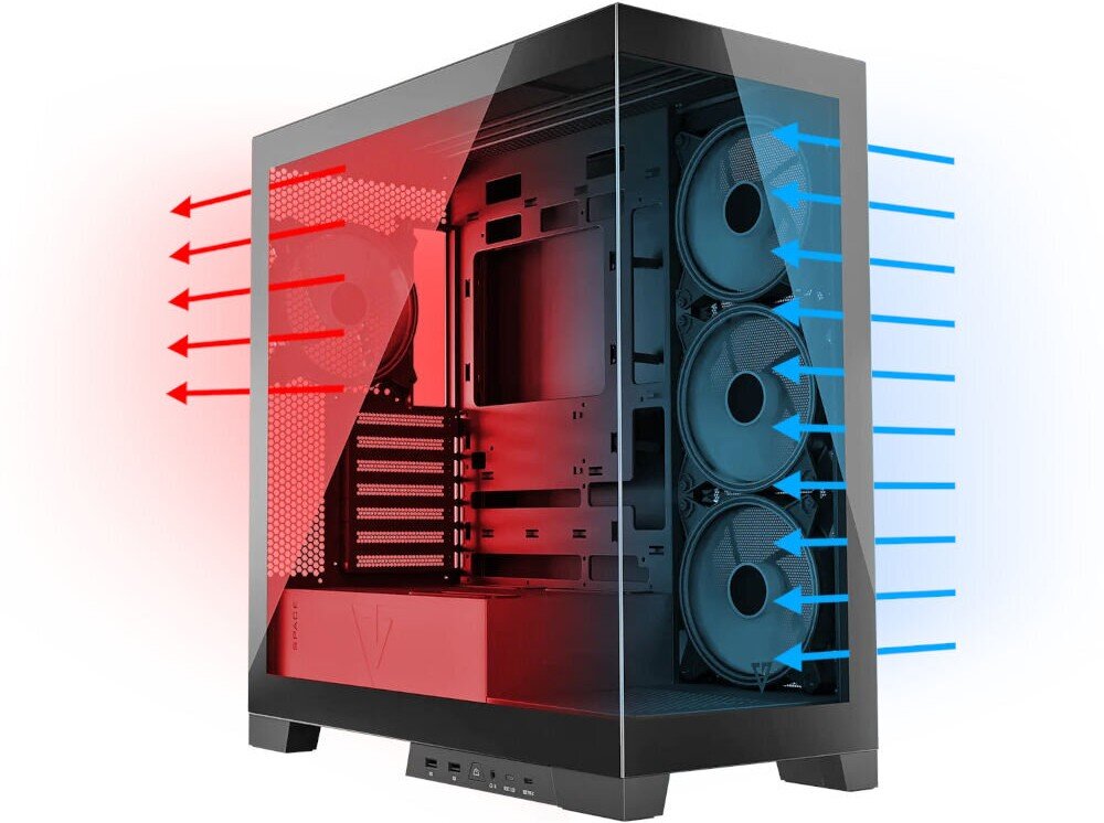 Komputer MAD DOG SPACE-APEX-I02DR32 i5-14500 32GB RAM 1TB SSD GeForce RTX4070 obudowa wygląd wentylacja