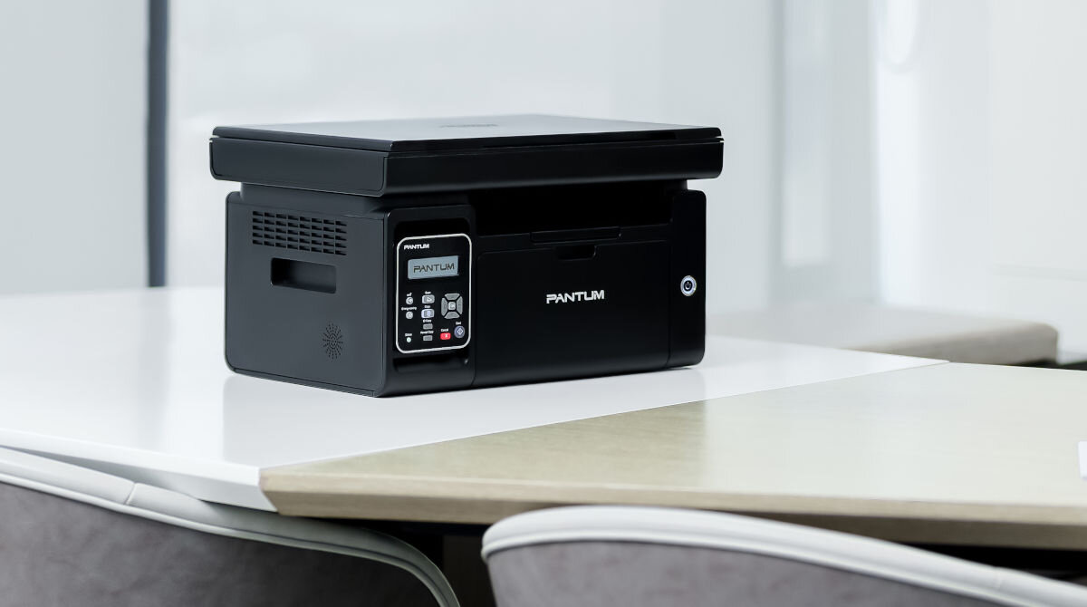 Urządzenie wielofunkcyjne PANTUM M6500NW Wi-Fi wymiary 417 x 305 x 245 mm waga 7,5 kg wyświetlacz LCD prosta i intuicyjna obsługa