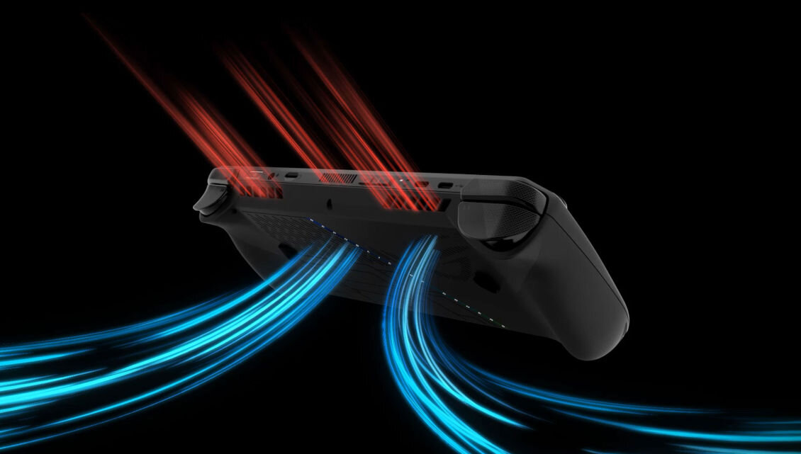 Konsola ASUS ROG Ally 2024 RC72LA-NH007W 7 FHD IPS, AMD Ryzen Z1 Extreme Windows 11 Home specjalnie zaprojektowane rurki cieplne dodatkowe otwory wentylacyjne