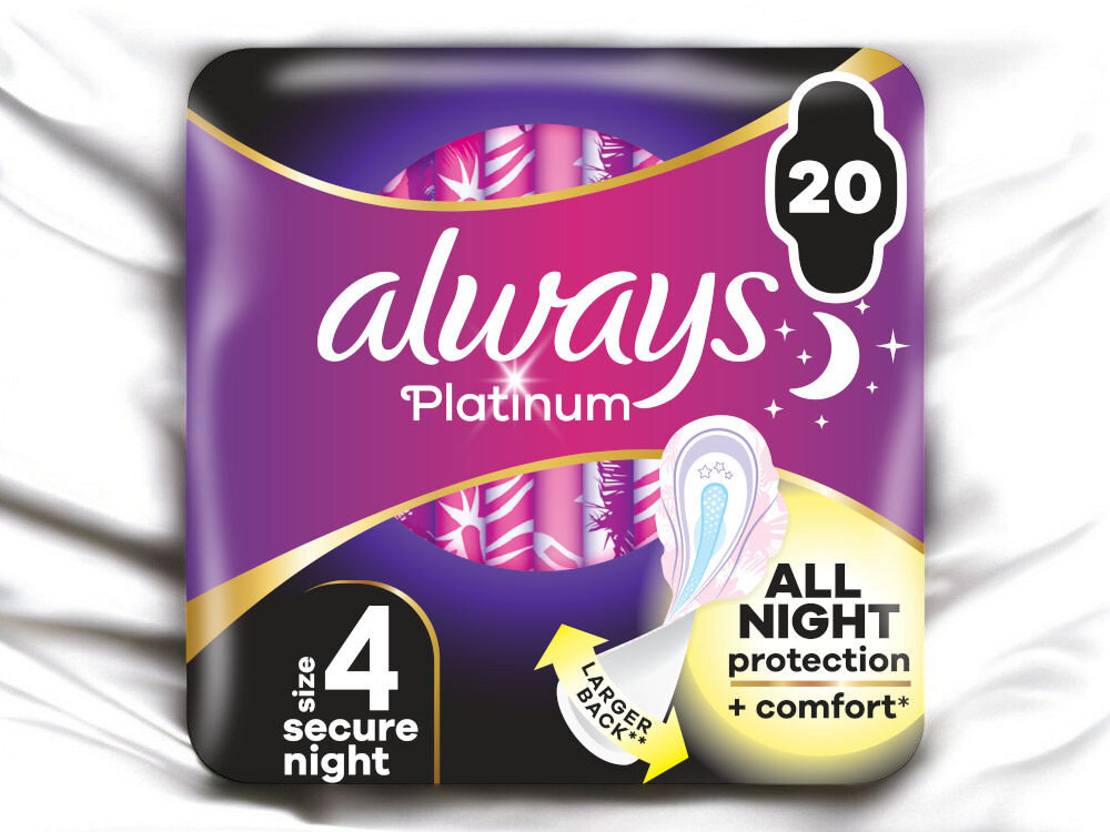 Podpaski ALWAYS Platinum Secure Night Rozmiar 4 (20 sztuk)