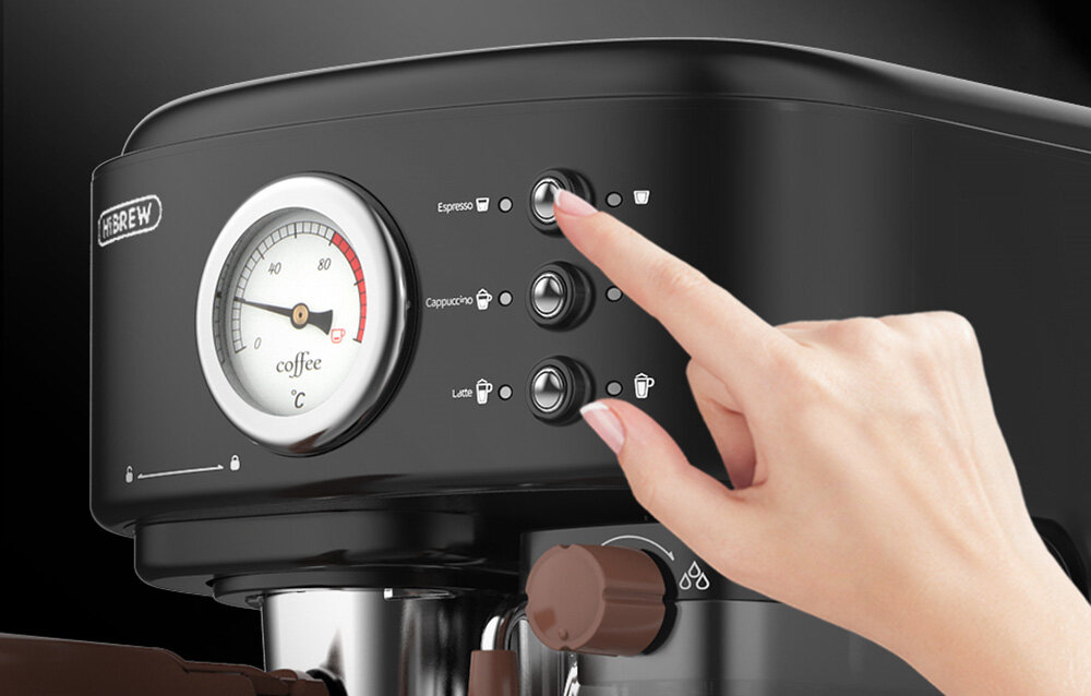 Ekspres HIBREW H8A Prosta obsługa zdejmowany zbiornik woda klapka napełnianie czyszczenie stalowy podgrzewacz filiżanek tacka ociekowa komfort użytkowanie