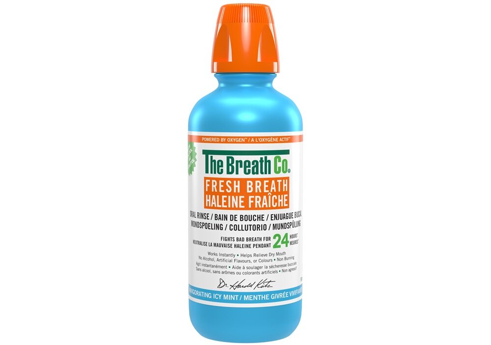 Płyn do płukania jamy ustnej THE BREATH CO Mroźna Mięta 500 ML płyn do płukania jamy ustnej, zachowanie świeżego oddechu, aktywny tlen, zwalczanie bakterii