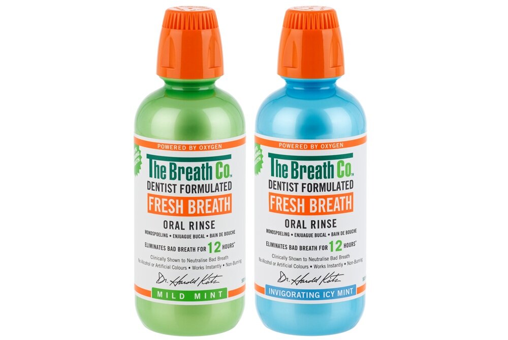 Płyn do płukania jamy ustnej THE BREATH CO Łagodna Mięta 500 ML zalecany sposób użycia, płukanie przez 1 minutę, płukanie gardła przez 30 sekund, odczekać 5 minut przed jedzeniem