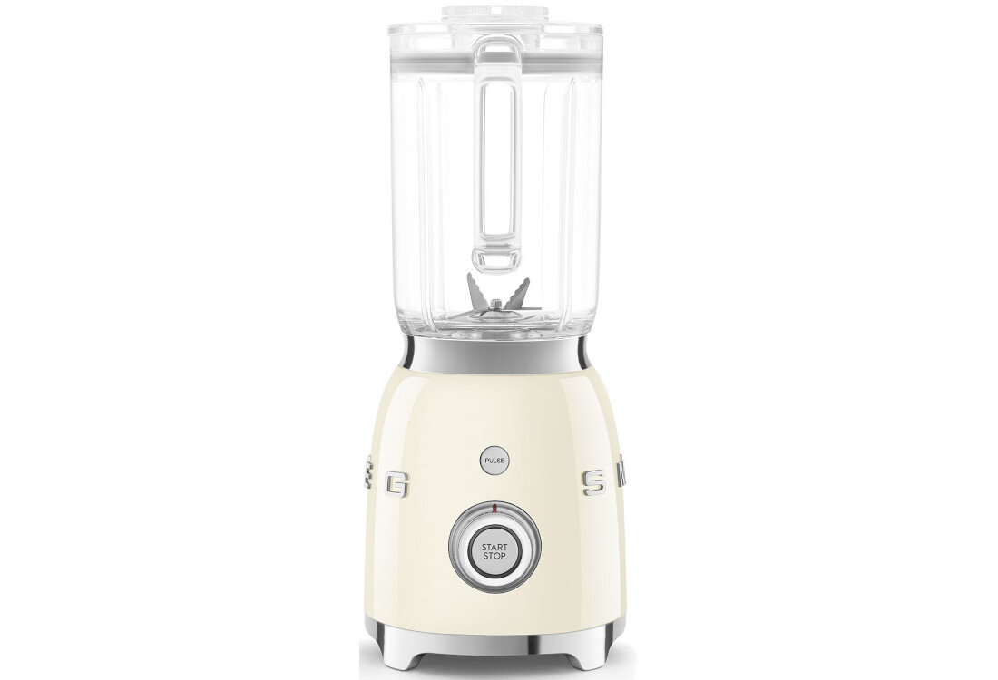Blender kielichowy SMEG BLF03CREU Kremowy Bezpieczna i stabilna praca systemy zabezpieczające przed przeciążeniem blokada silnika Antypoślizgowa podstawa schowek na przewód