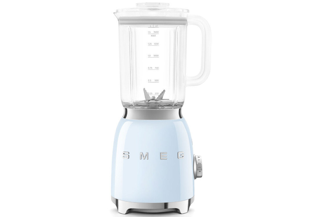 Blender kielichowy SMEG BLF03PBEU Błękitny Wszechstronność na co dzień cztery programy automatyczne przygotowywanie koktajli, warzywnych smoothie, lodowych napojów i czyszczenie kielicha dostosowanie potrzeby efekty