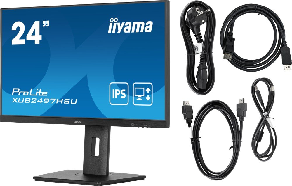 Monitor IIYAMA ProLite XUB2497HSU-B1 23.8 1920x1080px IPS 100Hz 1 ms [MPRT] zestaw opakowanie akcesoria