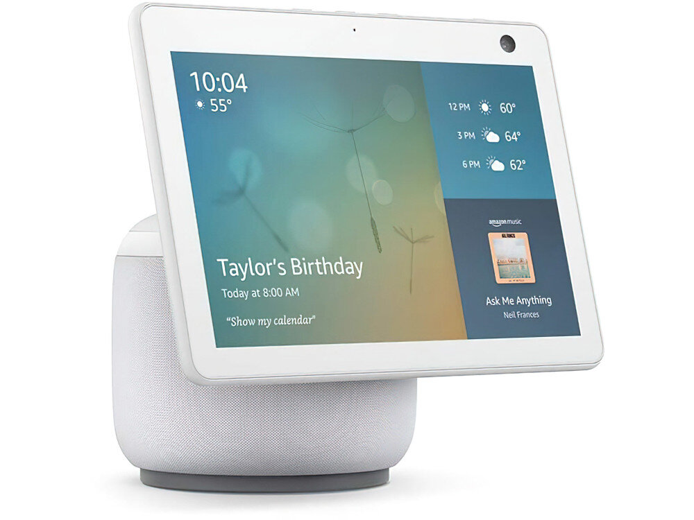 AMAZON Echo Show 10 (3 gen.) Biały ekran 10,1 cala HD wysokiej jakości kierunkowy dźwięk aparat 13 MP z automatycznym kadrowaniem i ruchem
