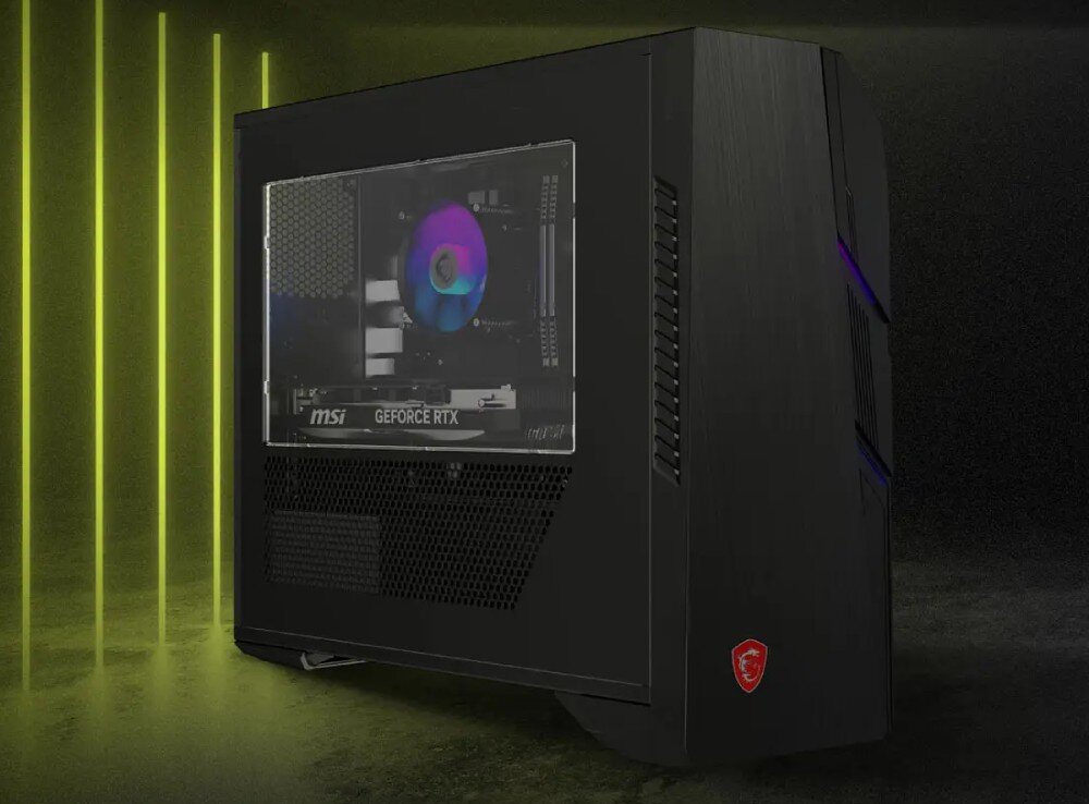 Komputer MSI MAG Codex 6 14NUC7-050EU i7-14700F 16GB RAM 1TB SSD GeForce RTX4060 Wi-Fi Windows 11 Home wygląd styl przeźroczysty bok podświetlenie