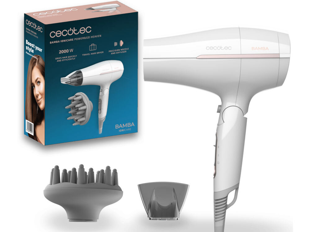 Suszarka CECOTEC Bamba IoniCare Power & Go Heaven 2000W koncentrator dyfuzor dokumentacja.
