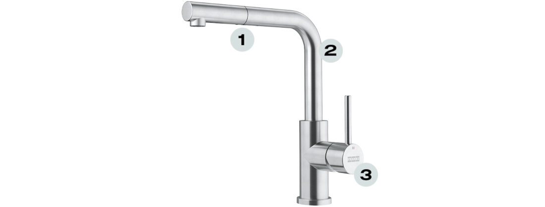 Bateria FRANKE Smart Glenda 115.0706.986 Stal szlachetna Wysoka wylewka Duży zasięg wylewki Trwała głowica ceramiczna