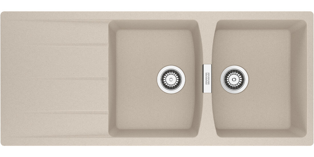 Zlewozmywak  dwukomorowy z ociekaczem FRANKE Centro CNG 621-116 114.0710.229 Orzechowy widok na zlew z góry odporność na plamy trwałość kwarc fragranite wytrzymałość