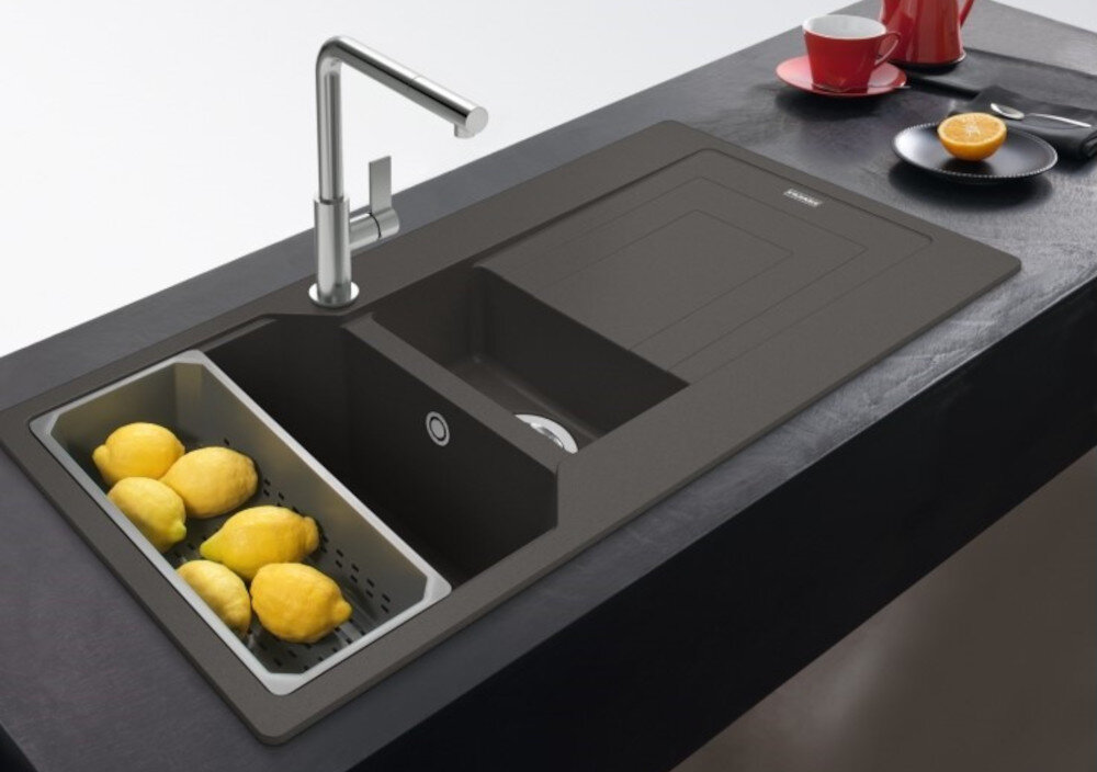 Zlewozmywak dwukomorowy FRANKE Urban UBG 651-100 114.0716.369 Łupkowy szary wygląd design tło prezentacja wizualizacja