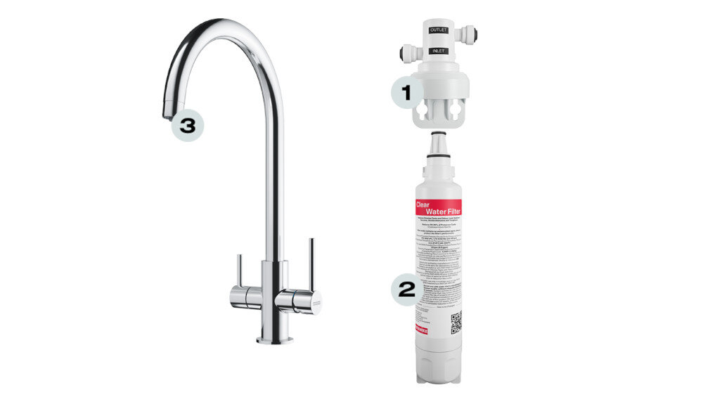 BATERIA KUCHENNA FRANKE Lina Clear Water 160.0702.660 Chrom wizualizacja komfort dźwignia wylewka obrotowa latwa wymiana montaż