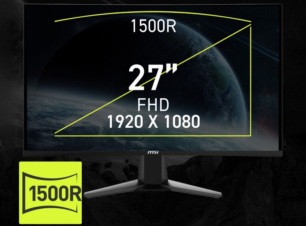 Monitor MSI MAG 27C6X 27 1920x1080px 250Hz 1 ms [MPRT] Curved zakrzywienie rozdzielczość