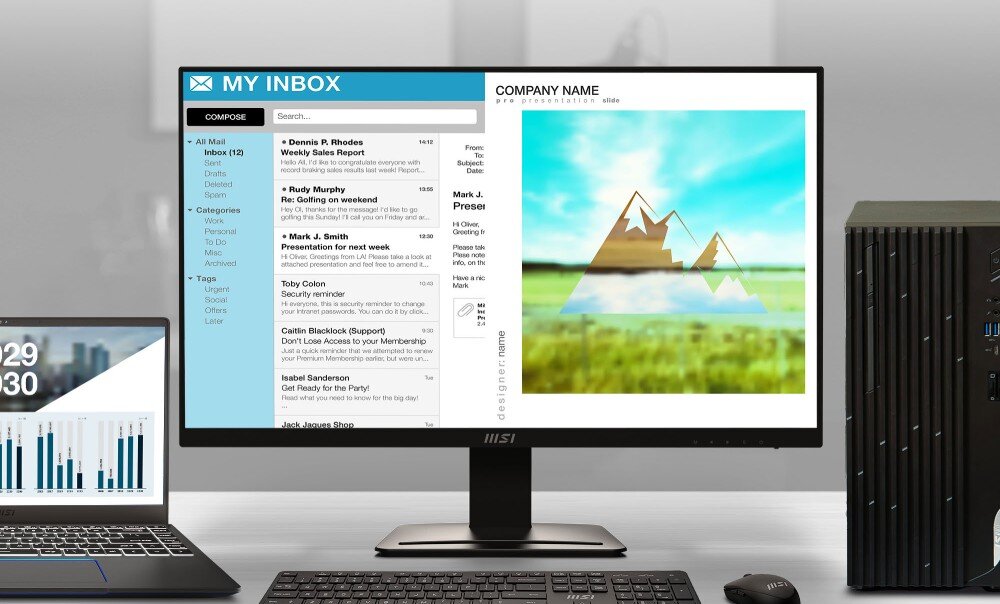 Monitor MSI Pro MP273U 27 3840x2160px IPS 4 ms [GTG] wielozadaniowość funkcje PiP PbP