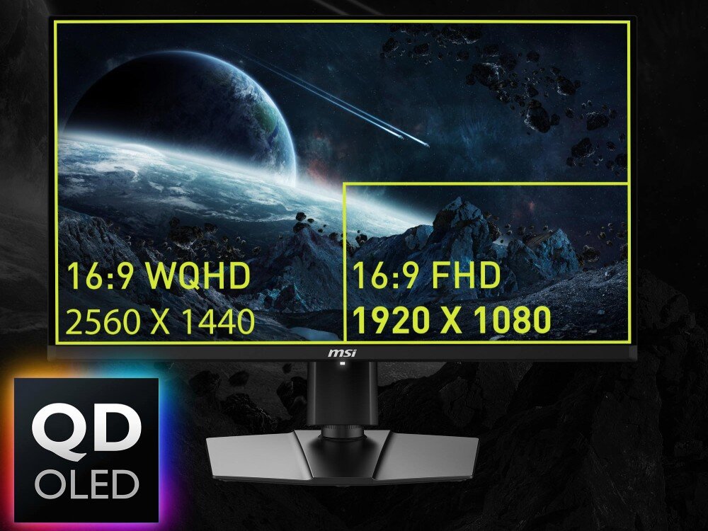 Monitor MSI MAG 271QPX QD-OLED 26.5 2560x1440px 360Hz 0.03 ms [GTG] przekątna rozdzielczość matryca kolory kontrast jasność
