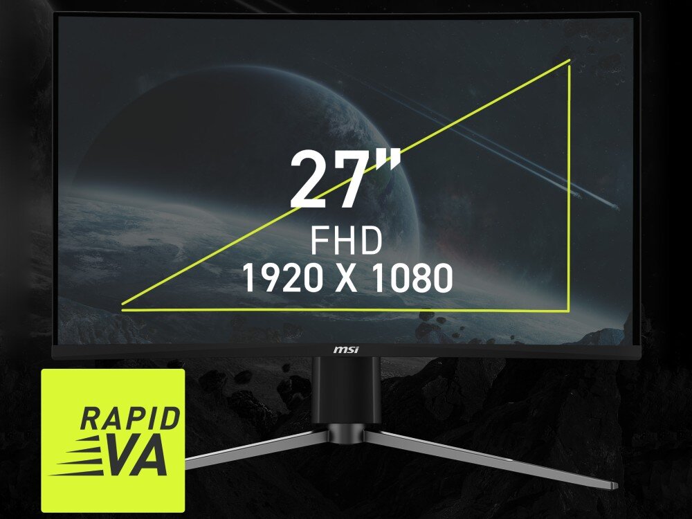 Monitor MSI MAG 27C6PF 27 1920x1080px 180Hz 0.5ms (GTG) Curved zakrzywienie przekątna rozdzielczość odświeżanie matryca
