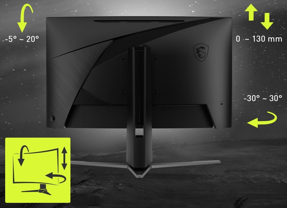 Monitor MSI MAG 27C6PF 27 1920x1080px 180Hz 0.5ms (GTG) Curved stojak regulacja wysokość nachylenie obrót