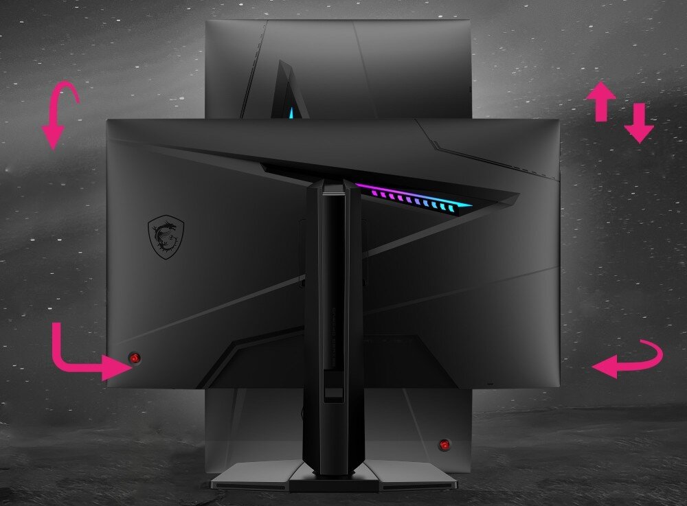 Monitor MSI MPG 274URF QD 27 3840x2160px IPS 160Hz 0.5 ms [GTG] podstawa regulacja pozycja mocowanie VESA