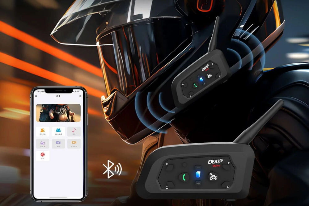 Interkom EJEAS V6 Pro+ łączność z 2 telefonami, GPS, SafeRiding, autoodbieranie połączeń