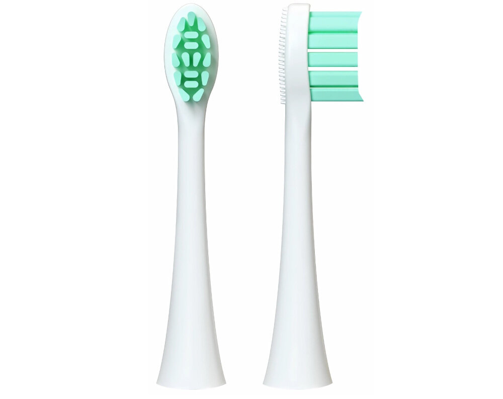 Oryginalna końcówka do szczoteczki sonicznej FEELO Pro Soft Biały (2 szt.) (Do delikatnych i wrażliwych dziąseł) powierzchnia z mikrowypustkami bakterie z języka do 180 dni użytkowania zalecenia wymiana