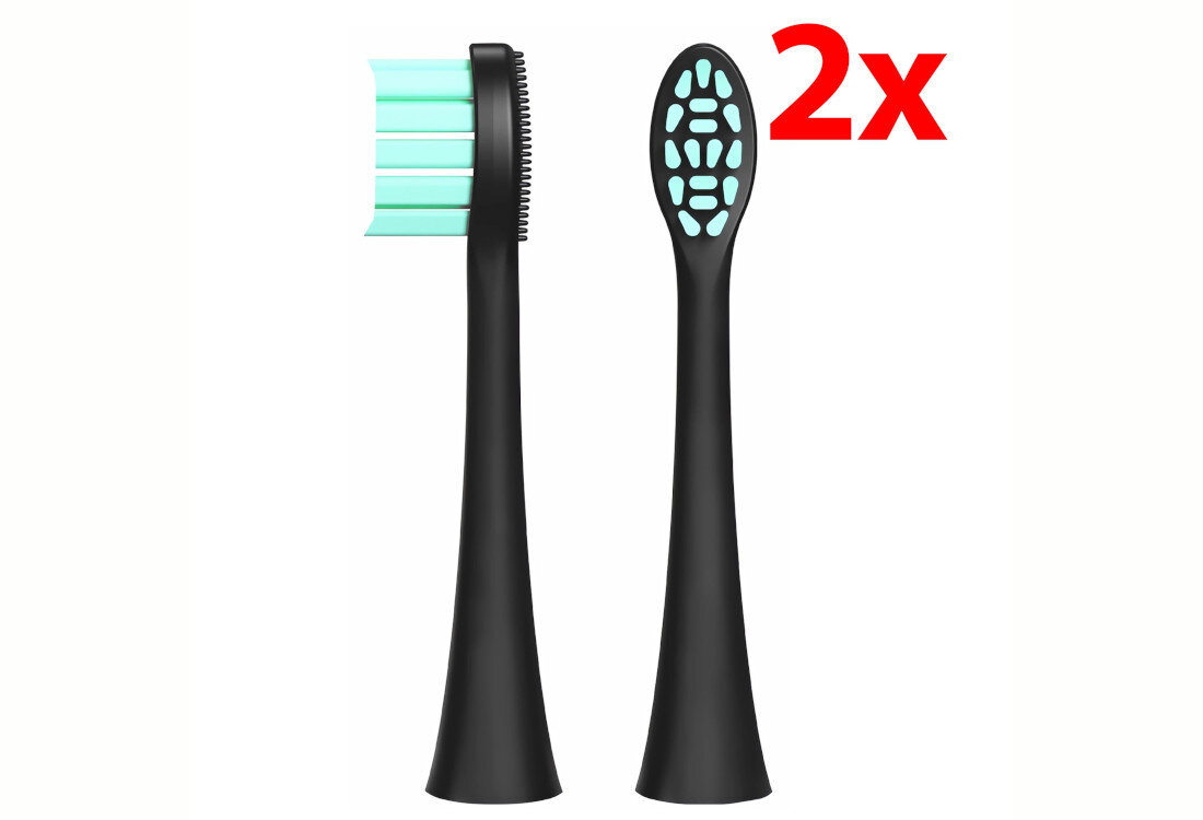 Oryginalna końcówka do szczoteczki sonicznej FEELO Pro Soft Czarny (2 szt.) (Do delikatnych i wrażliwych dziąseł) Skuteczne usuwanie płytki dla wrażliwych dziąseł higiena Gęsto rozmieszczone włókna zyste zęby i świeży oddech 