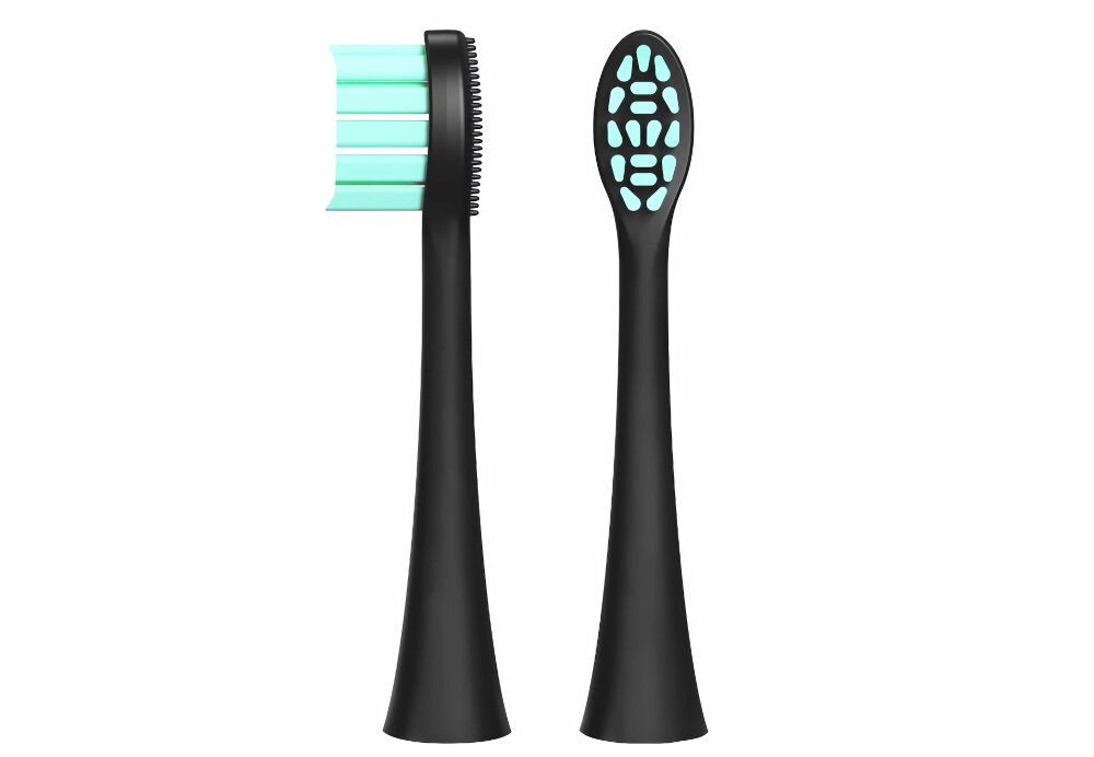 Oryginalna końcówka do szczoteczki sonicznej FEELO Pro Soft Czarny (2 szt.) (Do delikatnych i wrażliwych dziąseł) powierzchnia z mikrowypustkami bakterie z języka do 180 dni użytkowania zalecenia wymiana