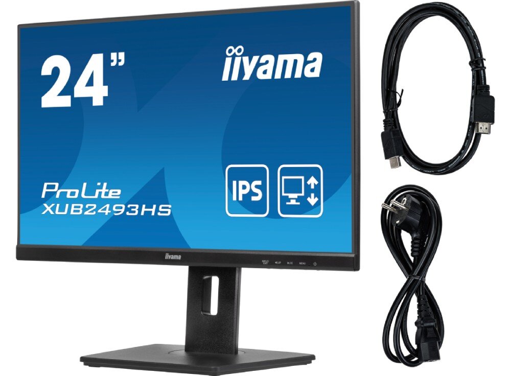 Monitor IIYAMA ProLite XUB2493HS-B6 23.8 1920x1080px IPS 100Hz 0.5 ms [MPRT] zestaw opakowanie