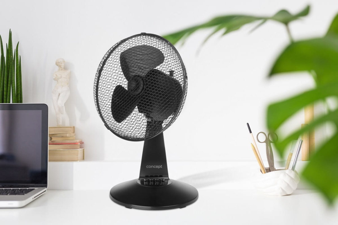 Wentylator CONCEPT VS5041 Czarny Szybkie ochłodzenie kompaktowe wymiary cicha praca podstawa antypoślizgowe nóżki moc