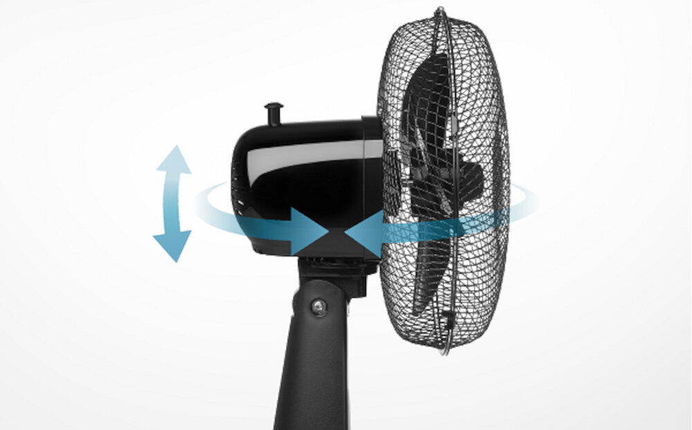 Wentylator CONCEPT VS5041 Czarny 3 prędkości przepływ powietrza trzy łopatki Funkcja oscylacji kąt obrotu potrzeby w pionie w poziomie