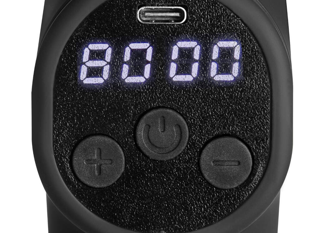 Pistolet do masażu SPOKEY Stilo regulacja intensywności 20 poziomów dostosowanie masaż potrzeby Wyświetlacz LED parametry Ergonomiczna rączka pewny chwyt komfort