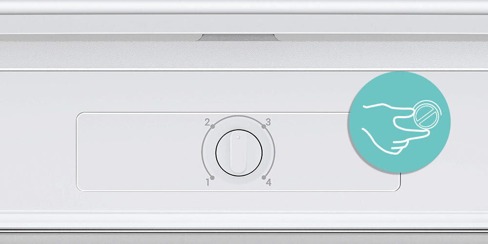 ZAMRAŻARKA CANDY CUQS 58EWH infografika sterowanie pokrętło ręczne ustawiena