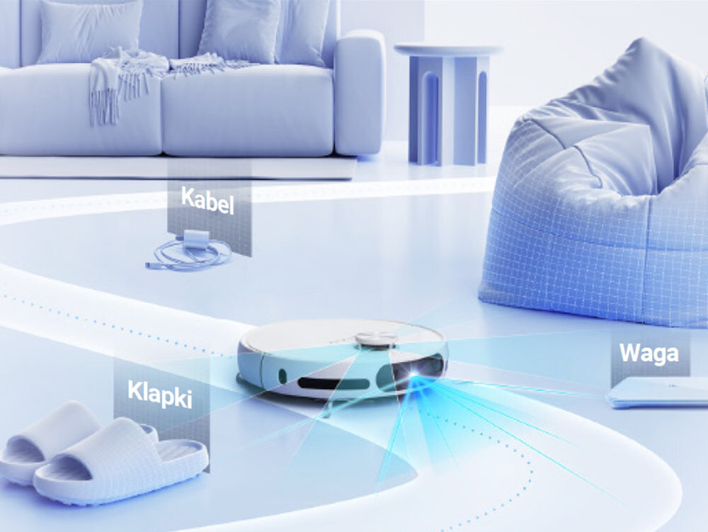Robot sprzątający EZVIZ RS20 Pro nawigacja LDS LiDAR technologia 3D kamera 65 różnych przeszkód tworzy szczegółowe mapy omija obiekty