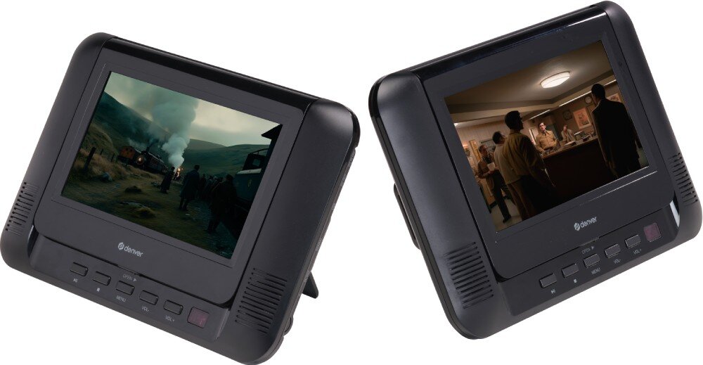 Przenośny odtwarzacz DVD DENVER MTW-793 (dwa ekrany) Czarny wyjście AV porty pilot