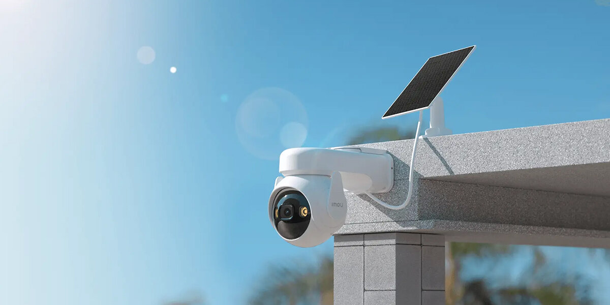 Kamera IMOU Cell PT Zewnętrzna, Wi-Fi, obraz, jakość, ochrona, bezpieczeństwo, kamera zamontowana do filaru domu wraz z panelem
