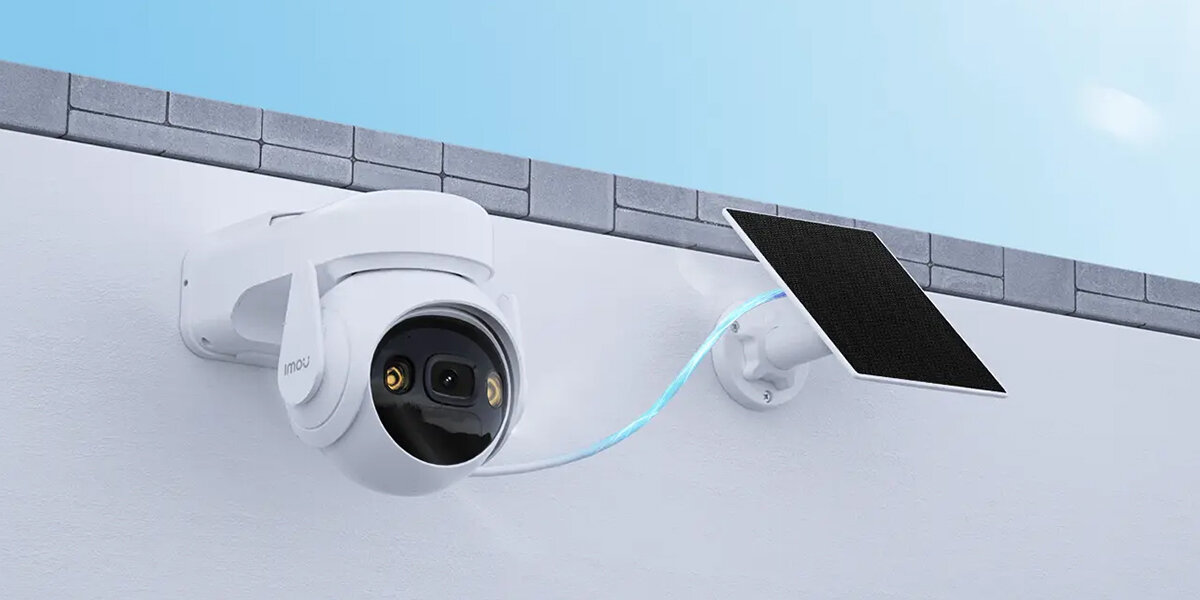 Kamera IMOU Cell PT Zewnętrzna, Wi-Fi, przechowywanie, SD, karta, chmura, subskrypcja, kamera wraz z panelem zamontowana do pionowej ściany budynku
