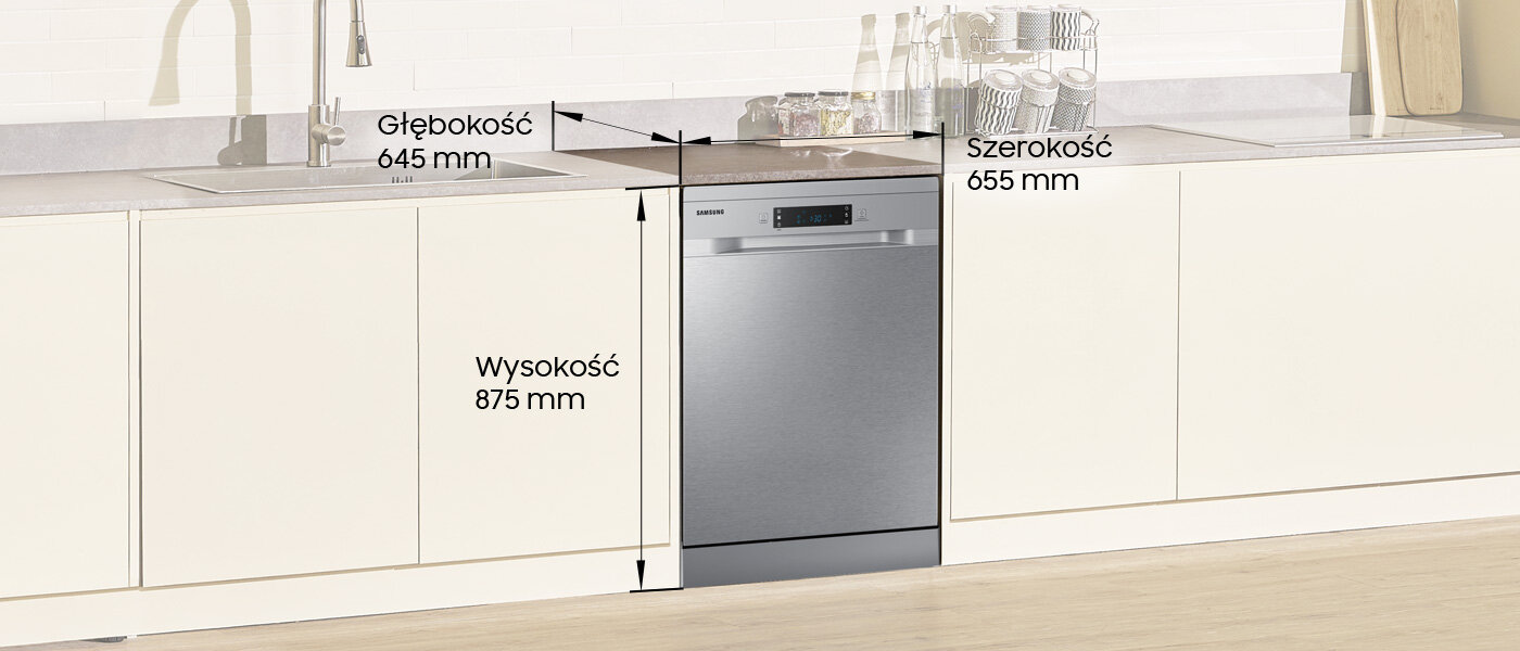 Wszystkie wymiary urządzenia DW60CG550FSRET Wszystkie wymiary urządzenia Samsung DW60CG550FSRET