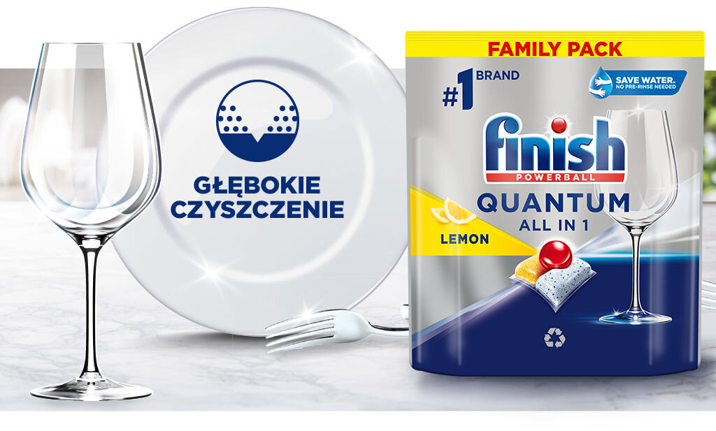 Kapsułki do zmywarek FINISH Powerball Quantum All in 1 zalety producenci