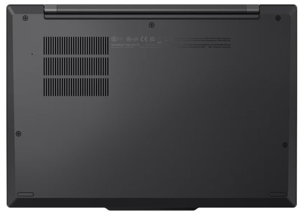 Laptop LENOVO ThinkPad T14s Gen 5 tylnym otworom wentylacyjnym zabezpieczenia ThinkShield czytnik linii papilarnych przycisk zasilania
