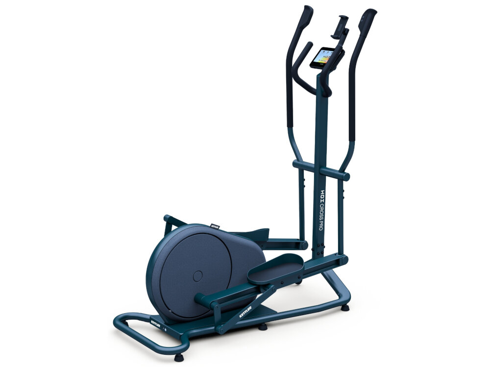 Orbitrek elektromagnetyczny KETTLER Hoi Cross Pro Blueberry Green swietna jakosc wykonania minimalistyczny wyglad panele boczne z tkaniny odporna na zabrudzenia rolki waga maszyny 88 kg