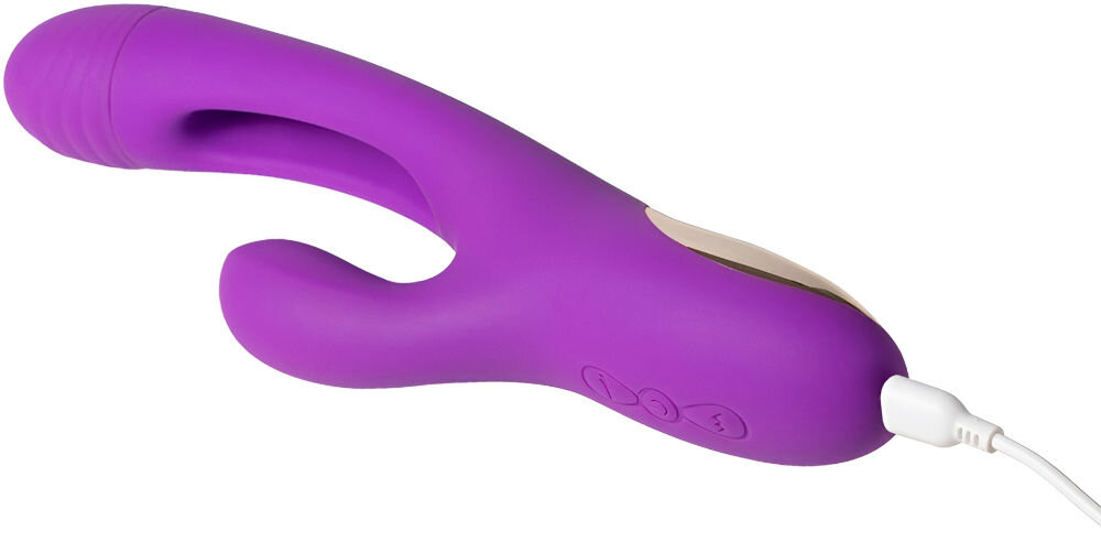 HONEY PLAY BOX Bora Purple wibrator króliczek do punktu G pukający fioletowy wibrator leży bokiem przyciski wypustki wibrator podłączony do białego przewodu dla miłośników wodnych uniesień klasa wodoodporności IPX7 w wannie pod prysznicem swoboda różnorodność wbudowany akumulator do 80 minut nieprzerwanej pracy ładowanie trwa około 2 godzin wygodne ekologiczne