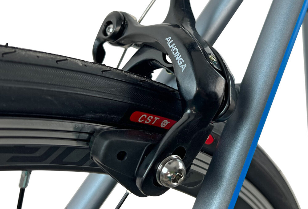 Rower szosowy FONDRIEST MIG 2.0 M24 28 cali męski Srebrno-niebieski hamulce typu U-Brake lekkie duza sila hamowania z przodu z tylu podwojny pakiet bezpieczenstwa