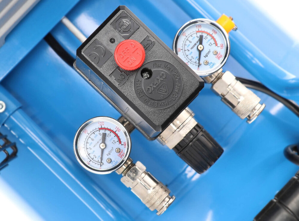Kompresor dwutłokowy AIRPRESS HL 340-90 maksymalne cisnienie 10 barow dwa uniwersalne przylacza wydajnosc na wyjsciu 272 l/min (16,32 m³/h) roznorodne zastosowania