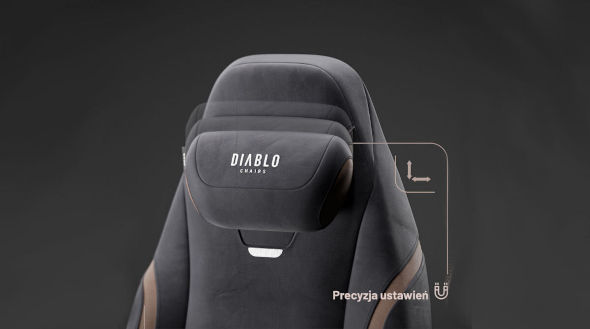 Fotel DIABLO CHAIRS X-Eye 2.0 (L) Czarny doskonale zgrany zagłówek magnetyczny system mocowania Memory Foam