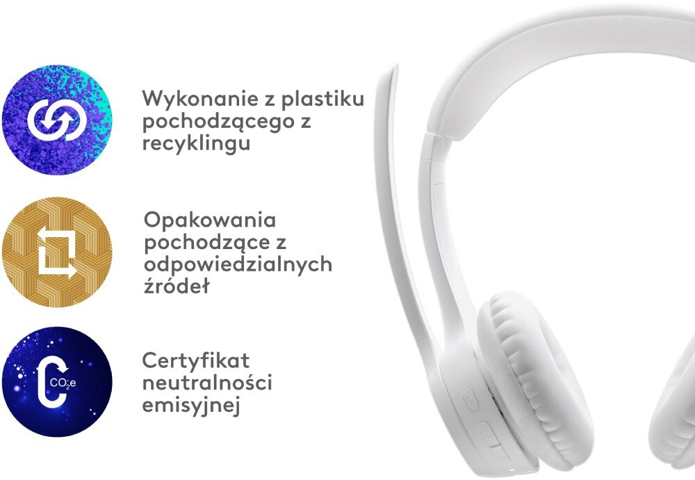 Słuchawki LOGITECH Zone 300 Biały ekologia środowisko