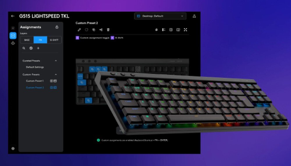 Klawiatura LOGITECH G515 Lightspeed TKL Czarny personalizacja aplikacja funkcje